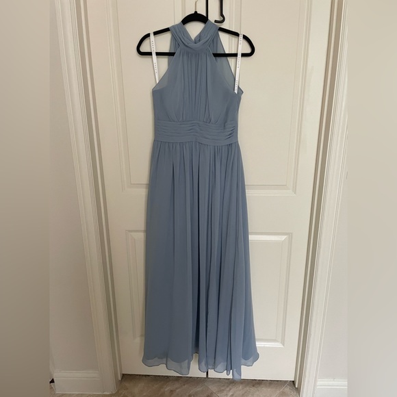 AZAZIE IMAN
A-Line Ruched Chiffon Floor-Length Dress Steel Blue size A6 - Picture 2 of 4